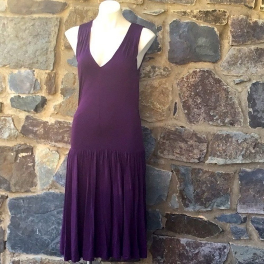 Boden Bridget Dress purple Sleeveless V-Neck Drop Waist Size US 8